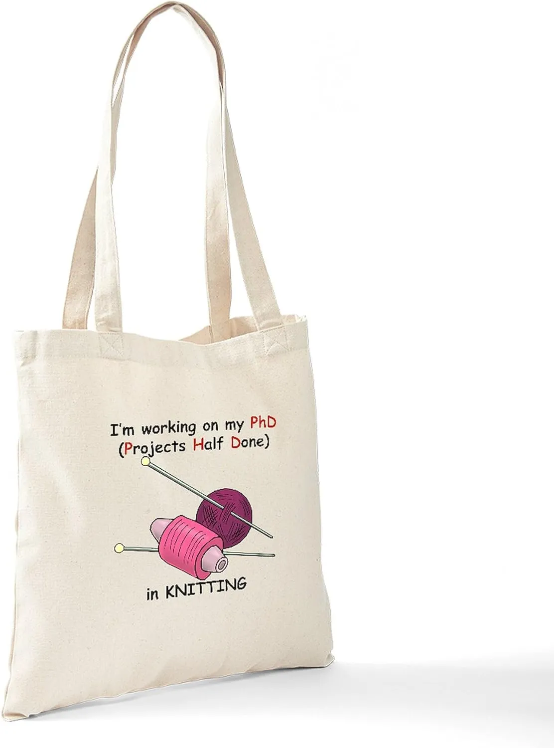 CafePress Knitting (Projects Half Done) Tote Bag Reusable Natural Beige Canvas Shopping Bag
