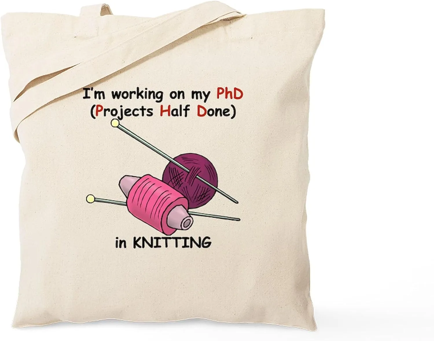 CafePress Knitting (Projects Half Done) Tote Bag Reusable Natural Beige Canvas Shopping Bag