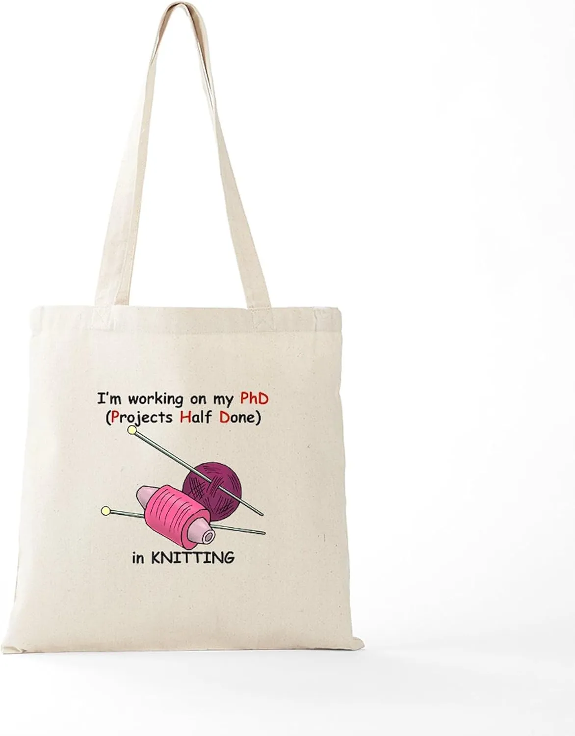 CafePress Knitting (Projects Half Done) Tote Bag Reusable Natural Beige Canvas Shopping Bag