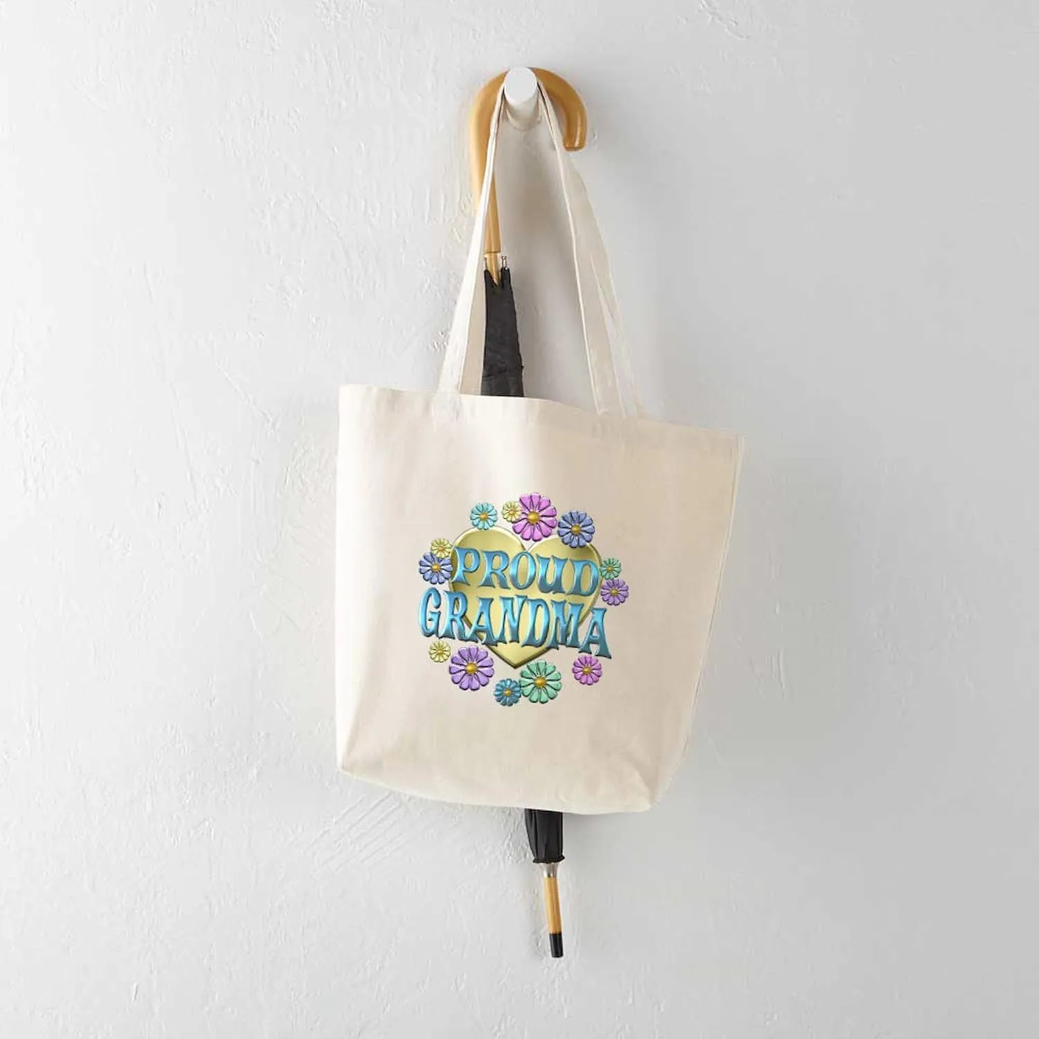 CafePress Proud Grandma Tote Bag Reusable Natural Beige Canvas Shopping Bag