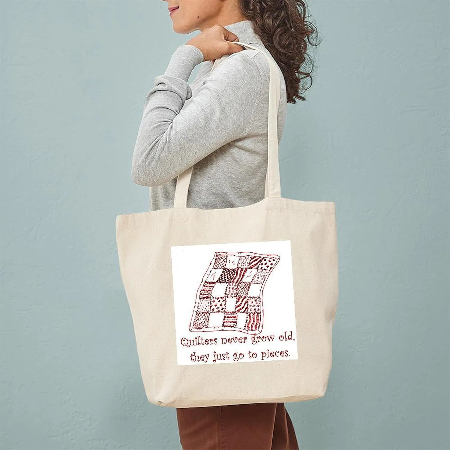 CafePress Quilters Tote Bag Reusable Natural Beige Canvas Shopping Bag