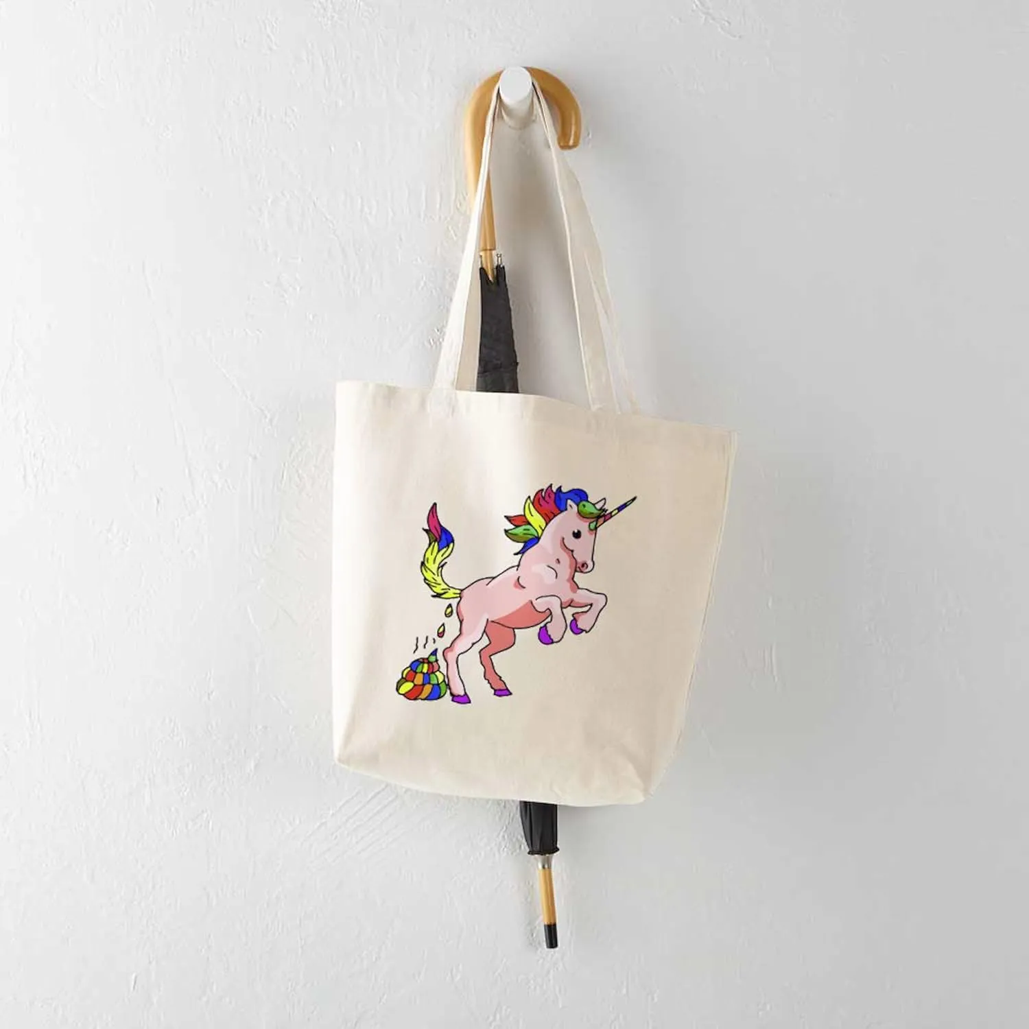 CafePress Rainbow Unicorn Tote Bag Reusable Natural Beige Canvas Shopping Bag