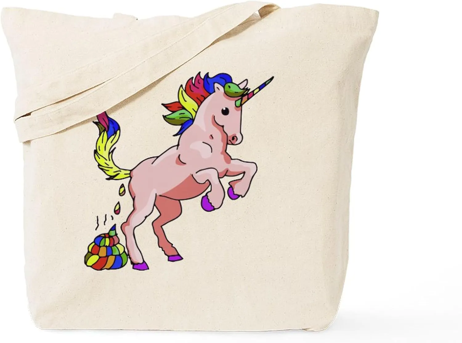 CafePress Rainbow Unicorn Tote Bag Reusable Natural Beige Canvas Shopping Bag