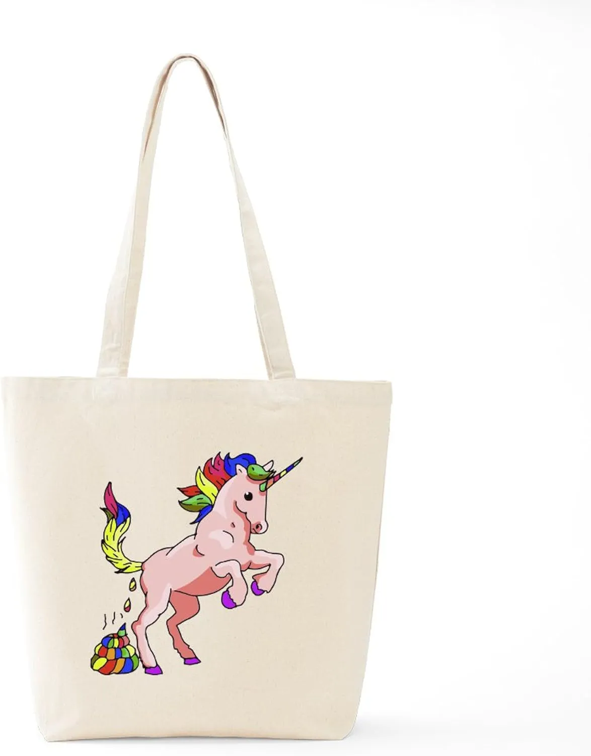 CafePress Rainbow Unicorn Tote Bag Reusable Natural Beige Canvas Shopping Bag