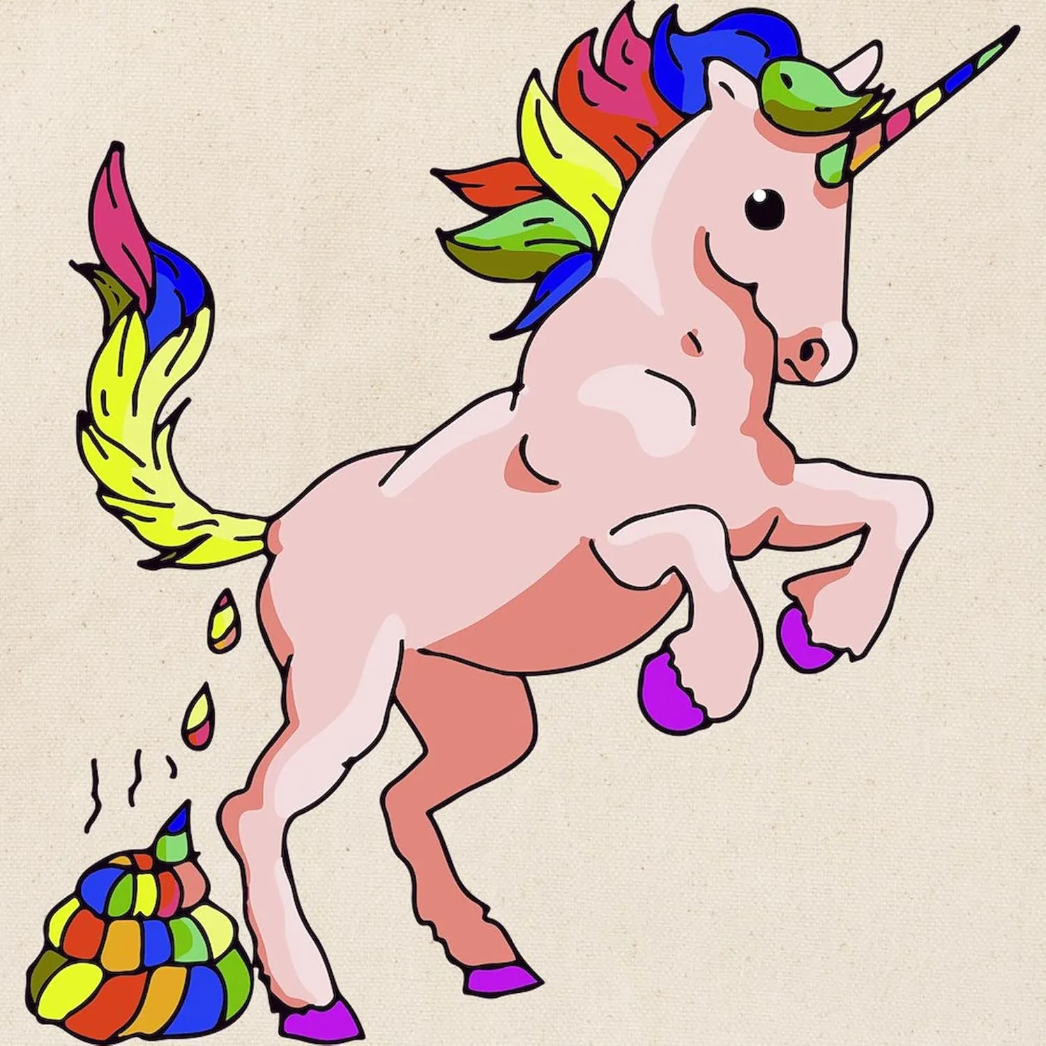 CafePress Rainbow Unicorn Tote Bag Reusable Natural Beige Canvas Shopping Bag