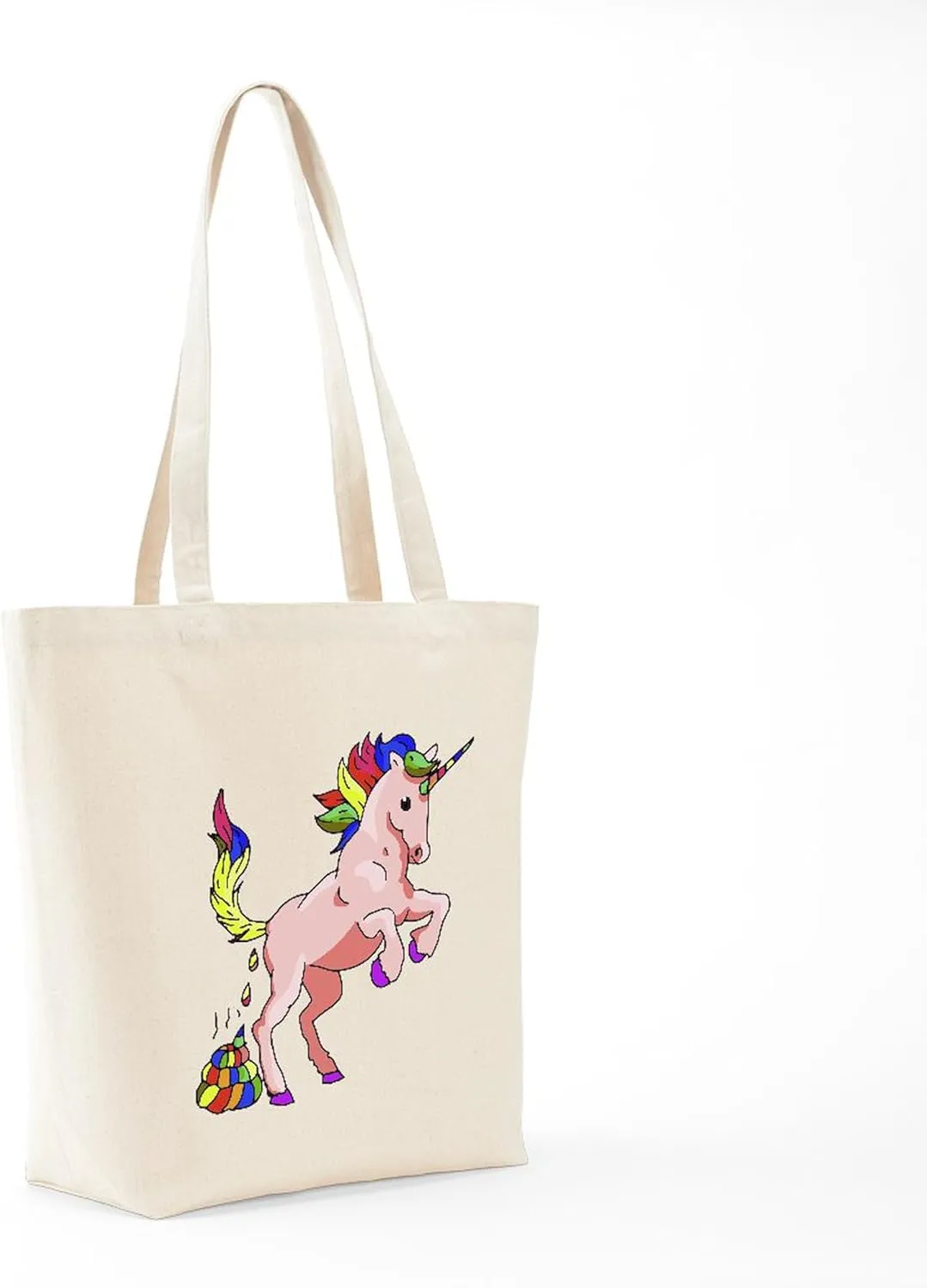 CafePress Rainbow Unicorn Tote Bag Reusable Natural Beige Canvas Shopping Bag