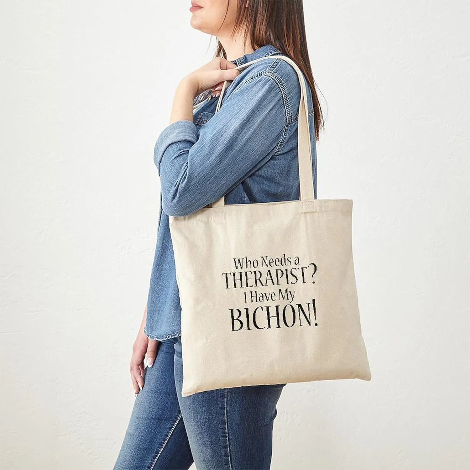 CafePress THERAPIST Bichon Tote Bag Reusable Natural Beige Canvas Shopping Bag