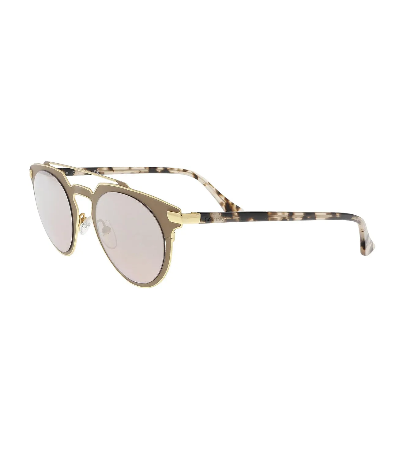 Calvin Klein Women's Gold Oval Sunglasses