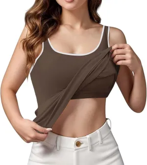 Camisole Tops for Women, Tank Top with Built in Bra for Women Plus Size Summer Workout Gym Yoga Casual Cami Shirts
