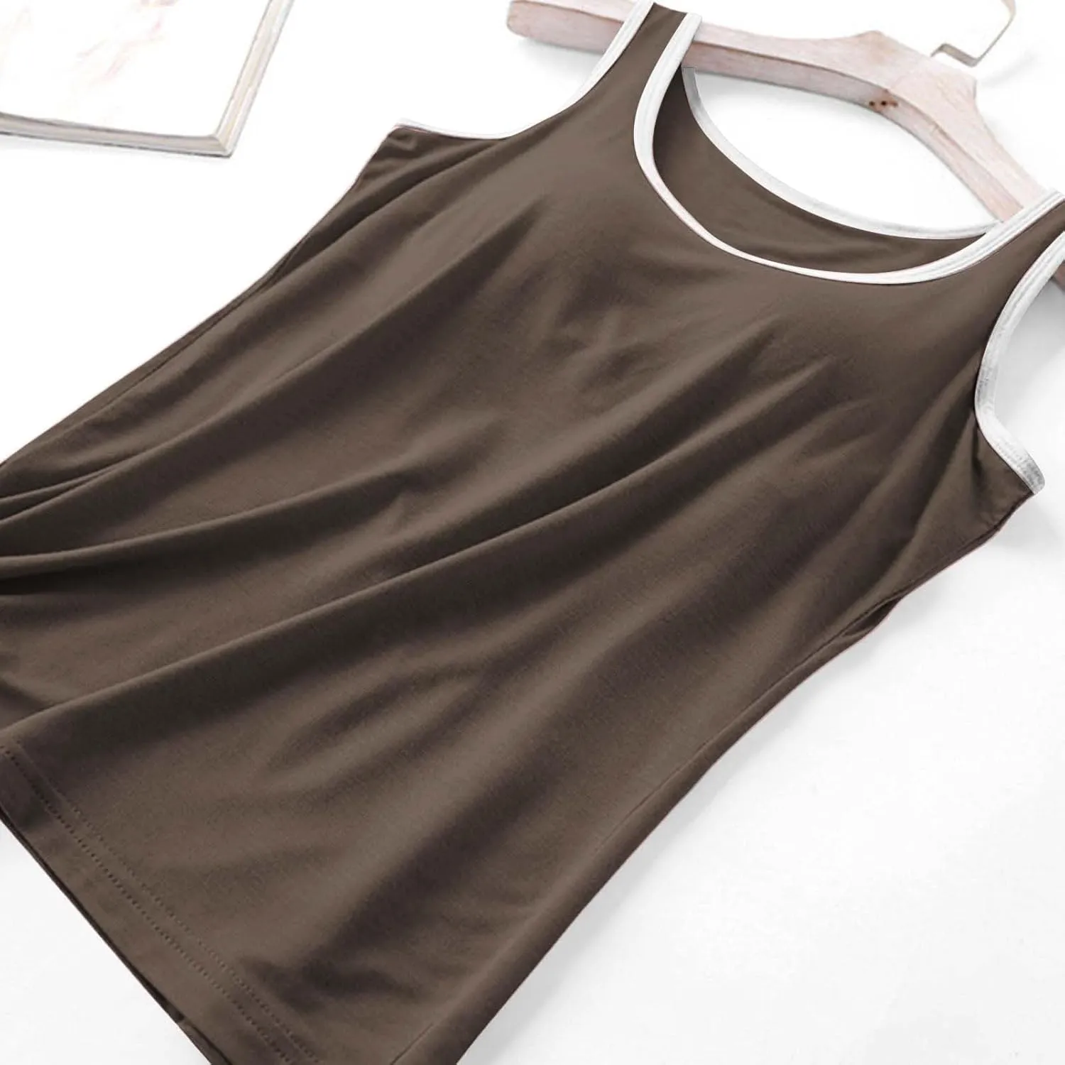 Camisole Tops for Women, Tank Top with Built in Bra for Women Plus Size Summer Workout Gym Yoga Casual Cami Shirts