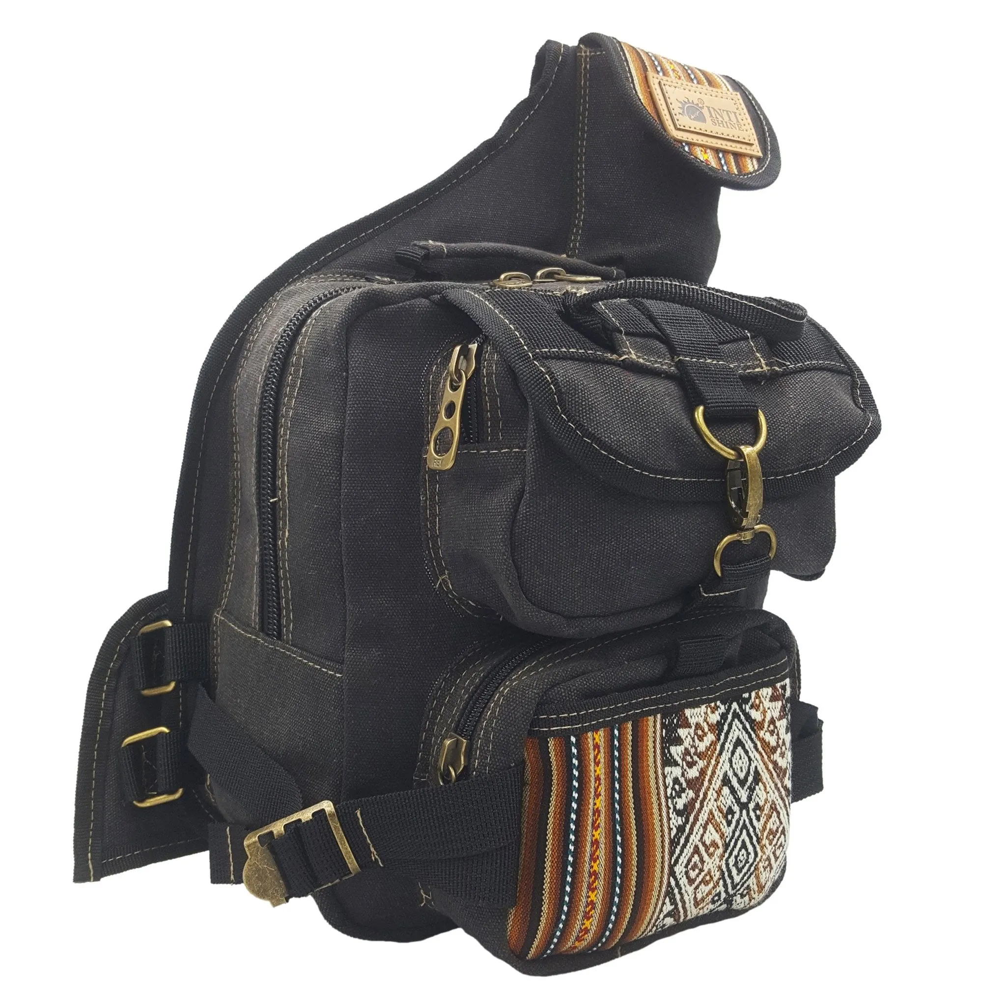 Canvas Sling Backpack - Black