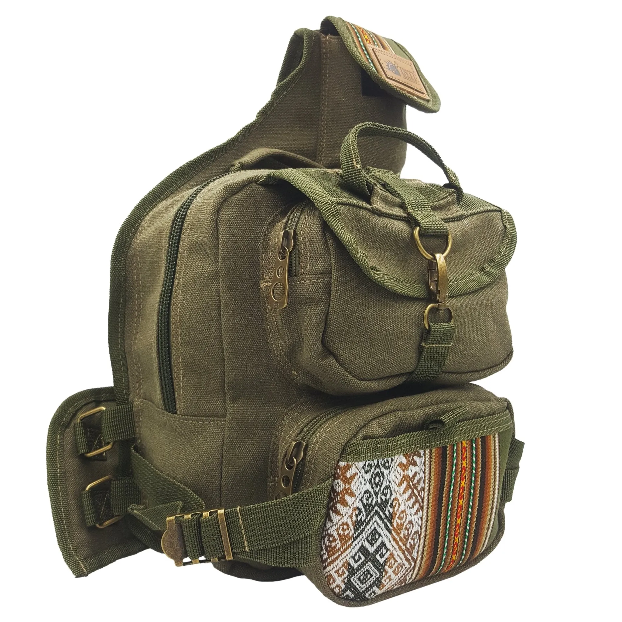 Canvas Sling Backpack - Green
