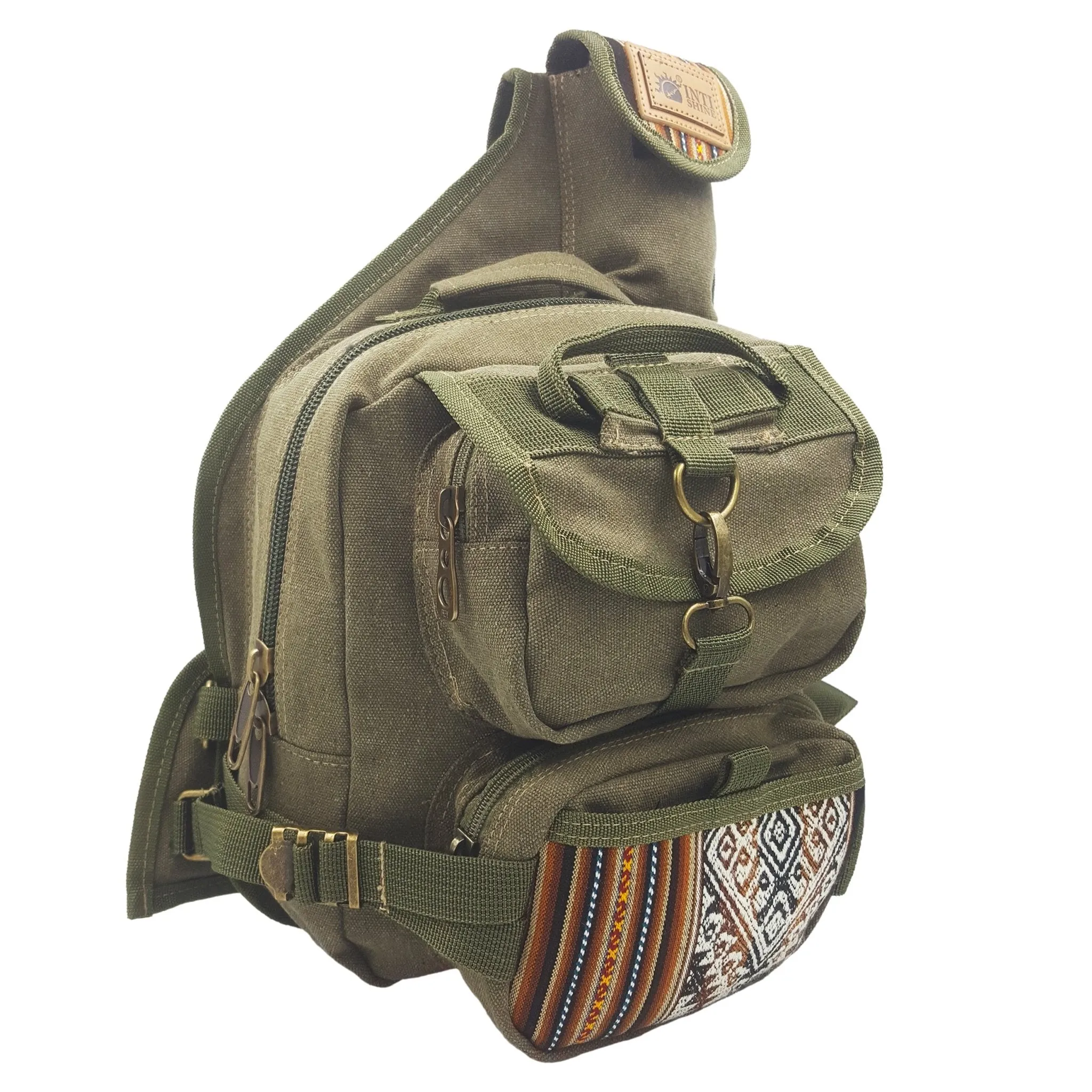 Canvas Sling Backpack - Green
