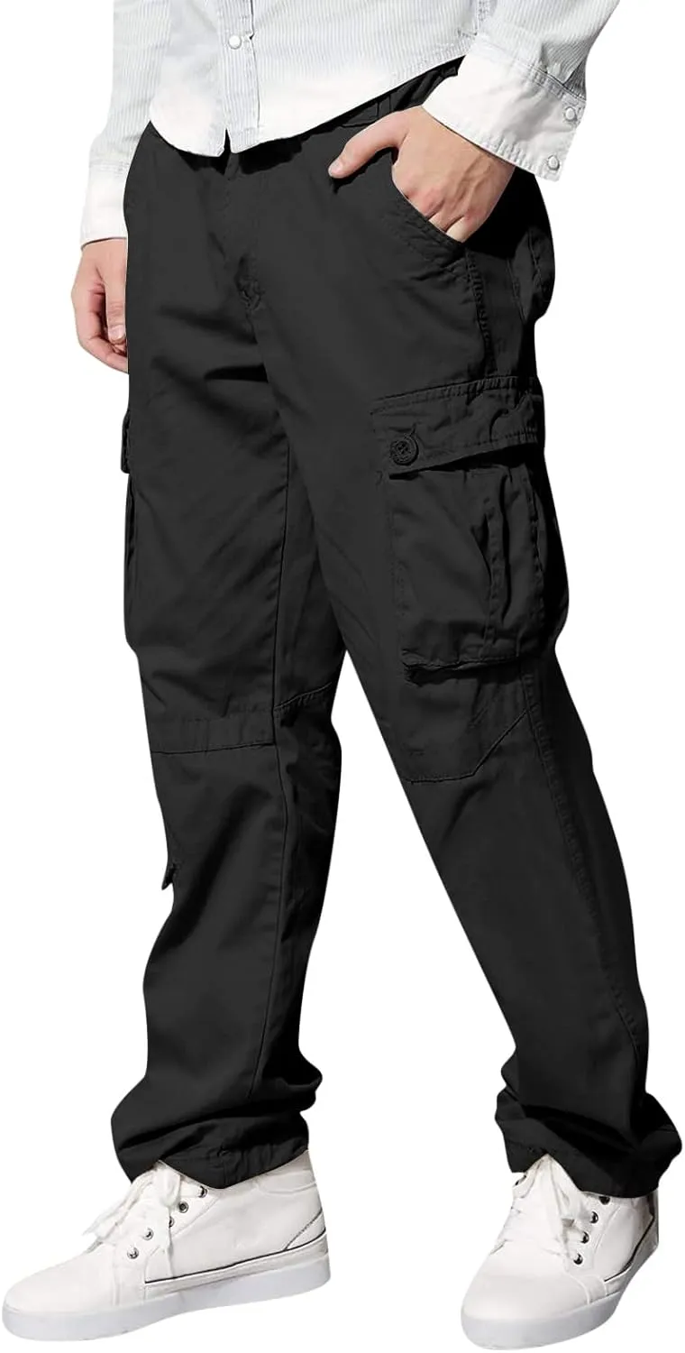 Cargo Pants for Men Big and Tall Relaxed Fit Open Bottom Straight Sweatpants Casual Jogging Athletic Hiking Pants Streetwear