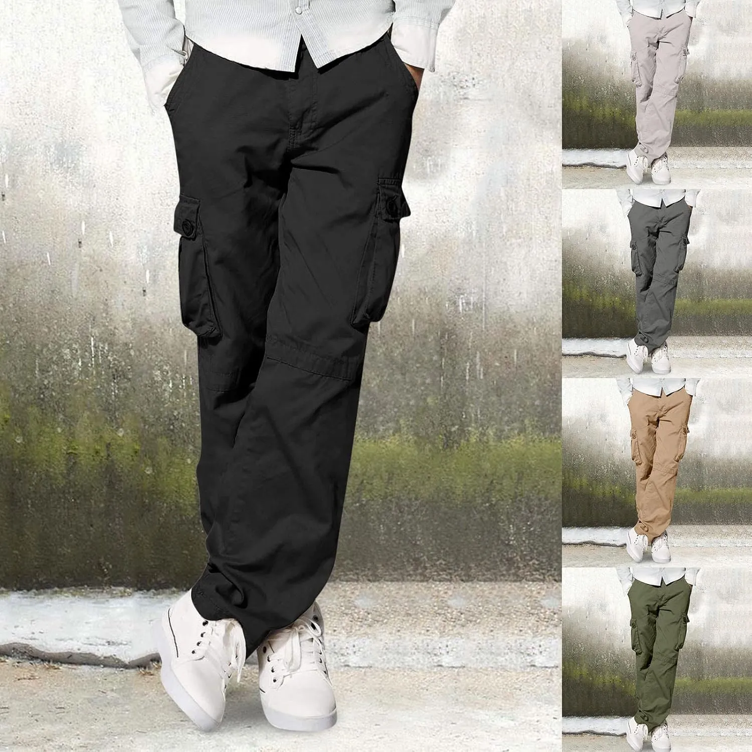 Cargo Pants for Men Big and Tall Relaxed Fit Open Bottom Straight Sweatpants Casual Jogging Athletic Hiking Pants Streetwear