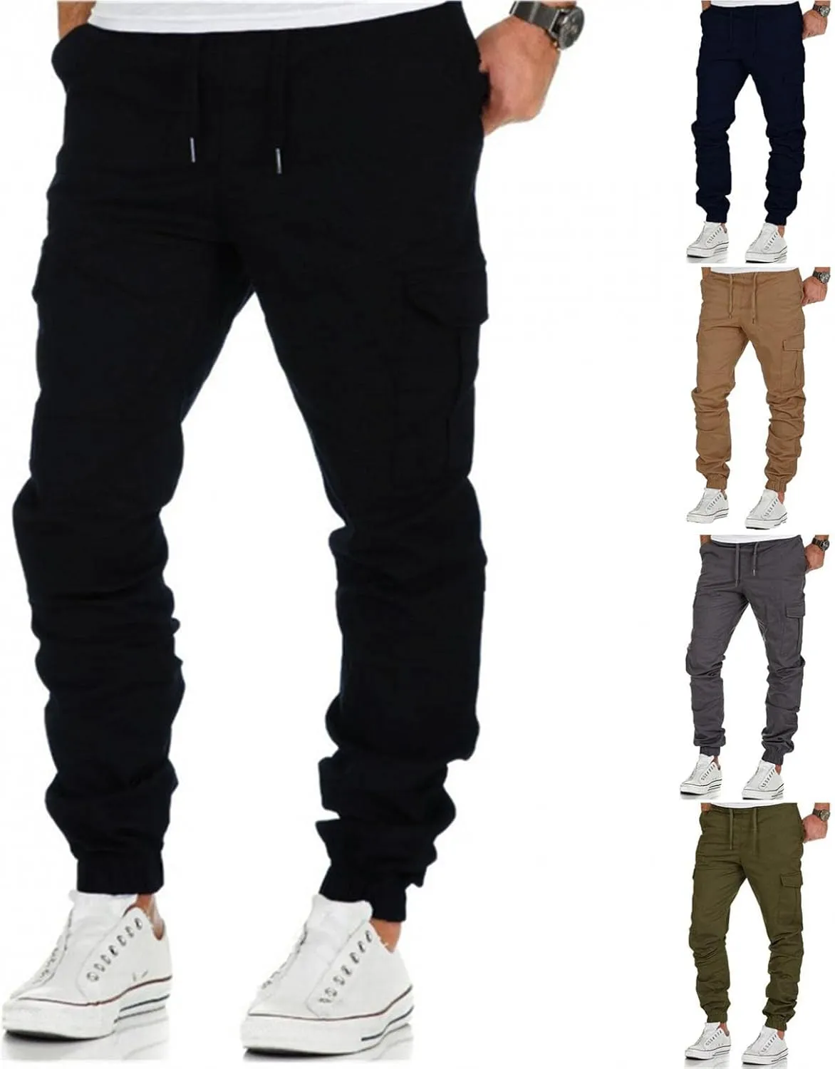 Cargo Pants for Men,Casual Joggers Tapered Pants Cotton Slim Fit Work Pants for Men Chino Pants with Pockets