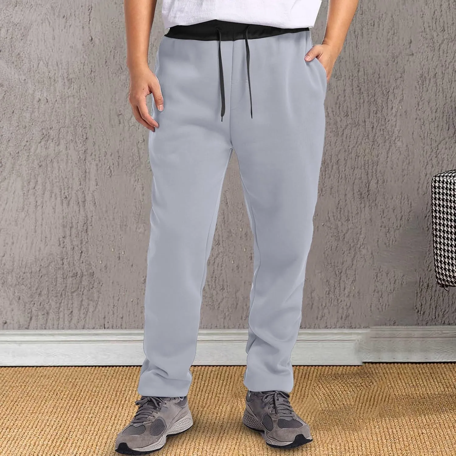 Casual Pants for Men Relaxed Fit Drawstring Stretch Waist Trouser Plus Size Workout Jogging Athletic Joggers Baggy Sweatpants