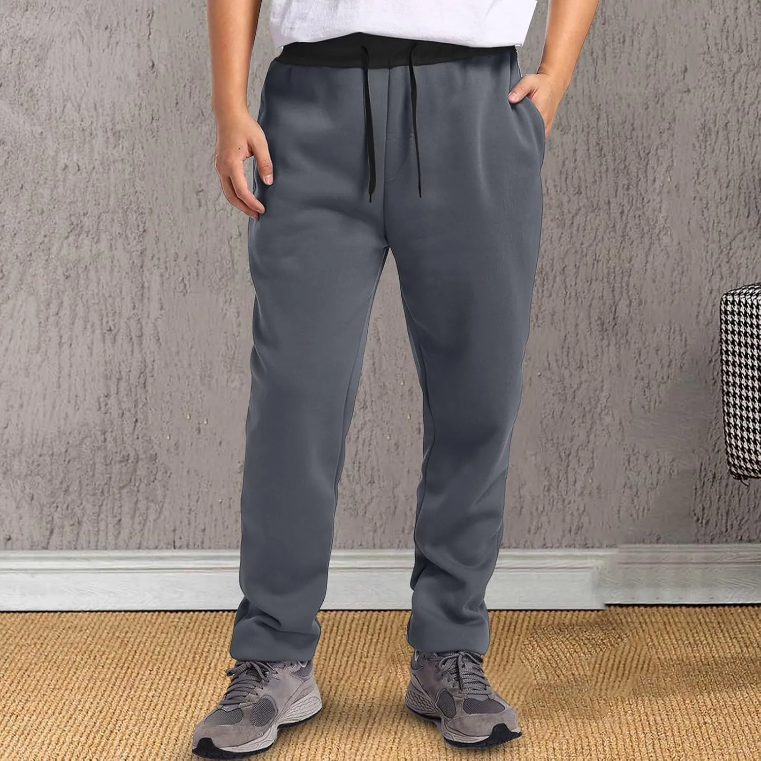 Casual Pants for Men Relaxed Fit Drawstring Stretch Waist Trouser Plus Size Workout Jogging Athletic Joggers Baggy Sweatpants