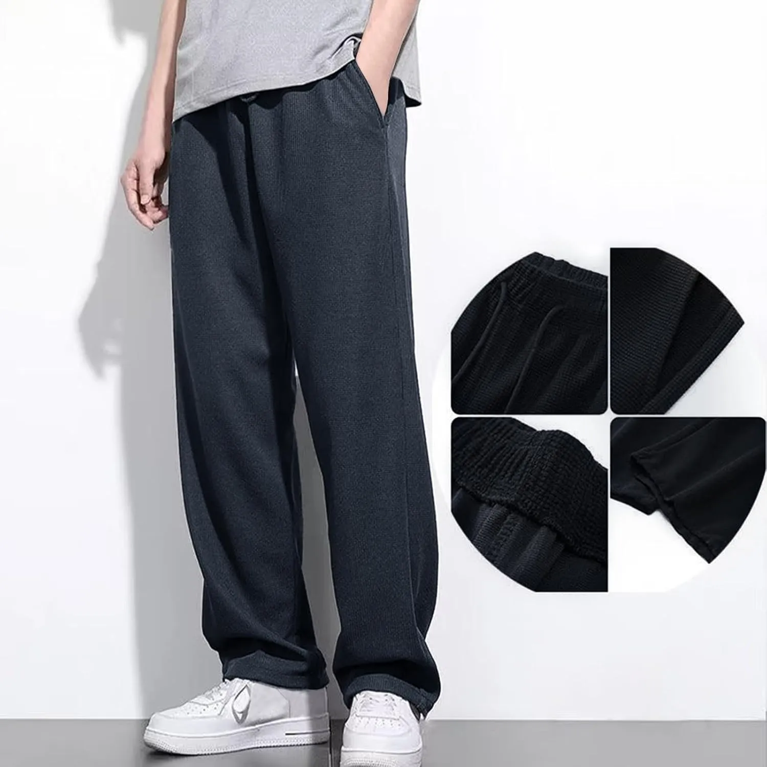 Casual Pants for Men Relaxed Fit Straight Leg Lightweight Sweatpants Plus Size Stretch Waist Lightweight Workout Trousers