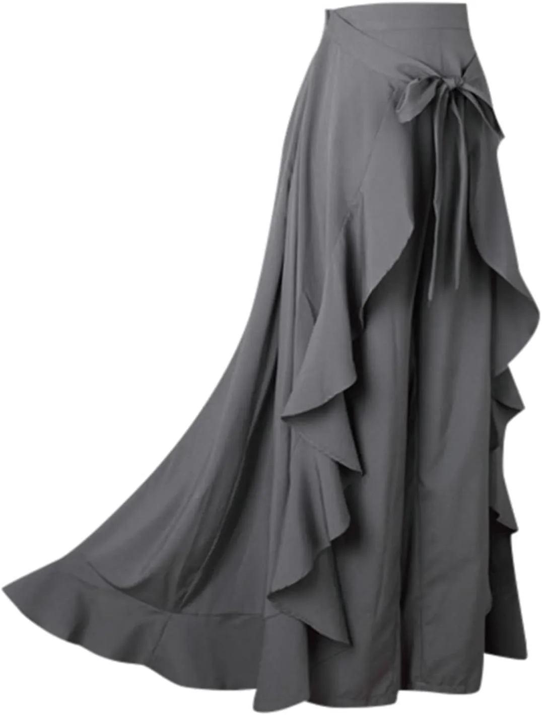 Casual Skirts for Women's Plus Size Solid Long Skirts Casual High Waisted Flare Hem High Waist Midi Bow Pleated Skirt