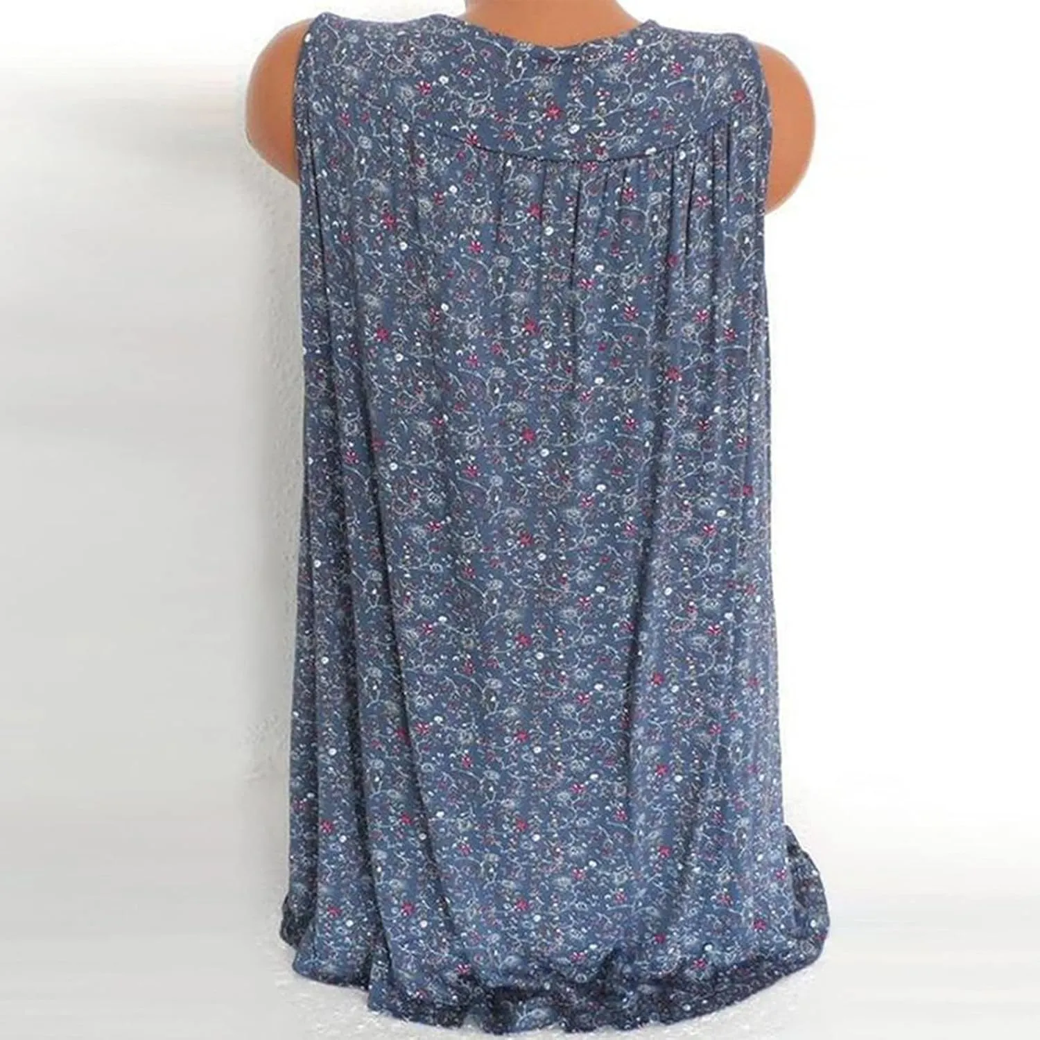 Ceboyel Women 2023 Boho Floral Summer Shirts V Neck Sleeveless Summer Tank Top Loose Fitted Blouse Tunic Ladies Beach Clothes