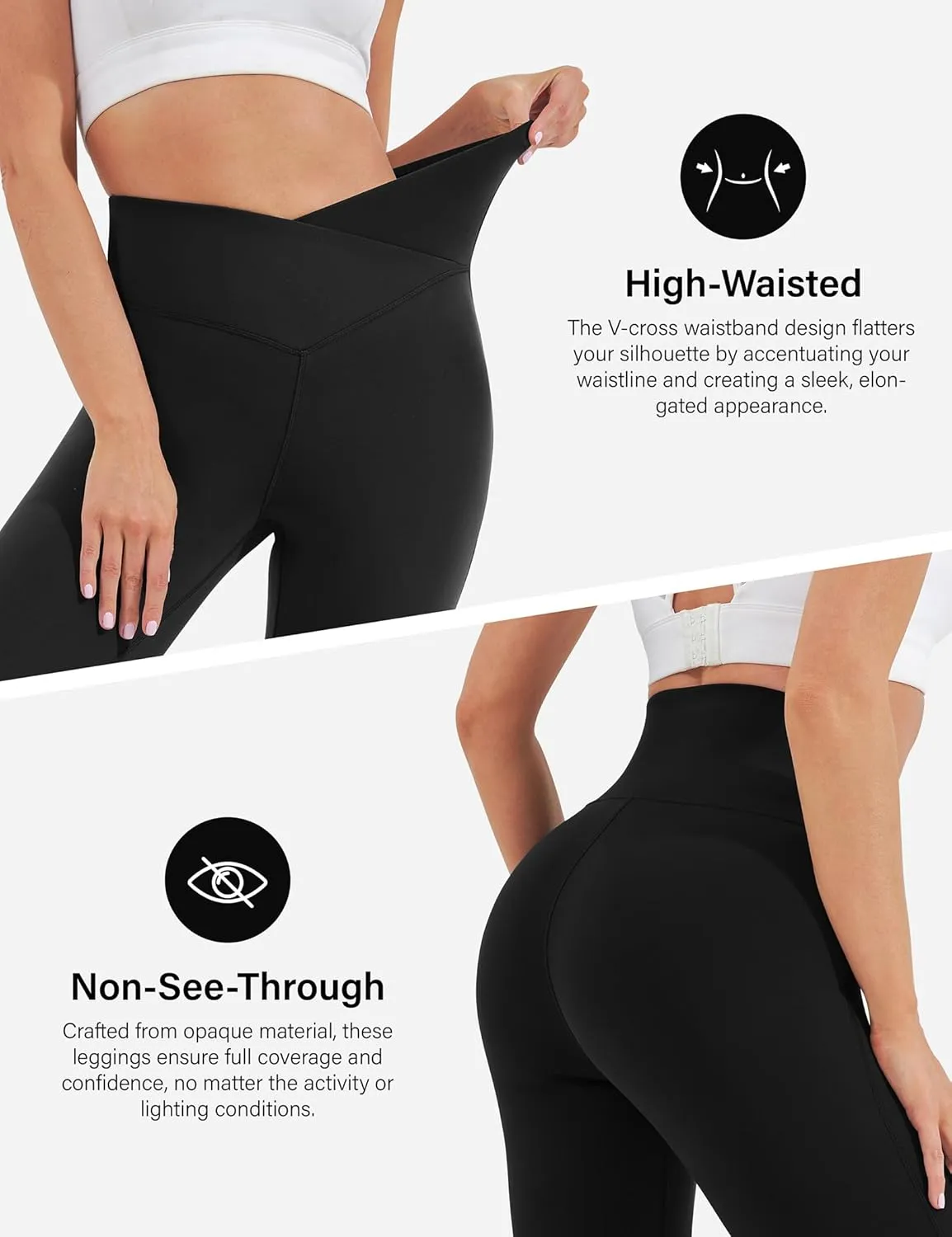 CHARMKING Flare Leggings for Women with Pocket Crossover Flare Leggings High Waisted Tummy Control Workout Casual Pants