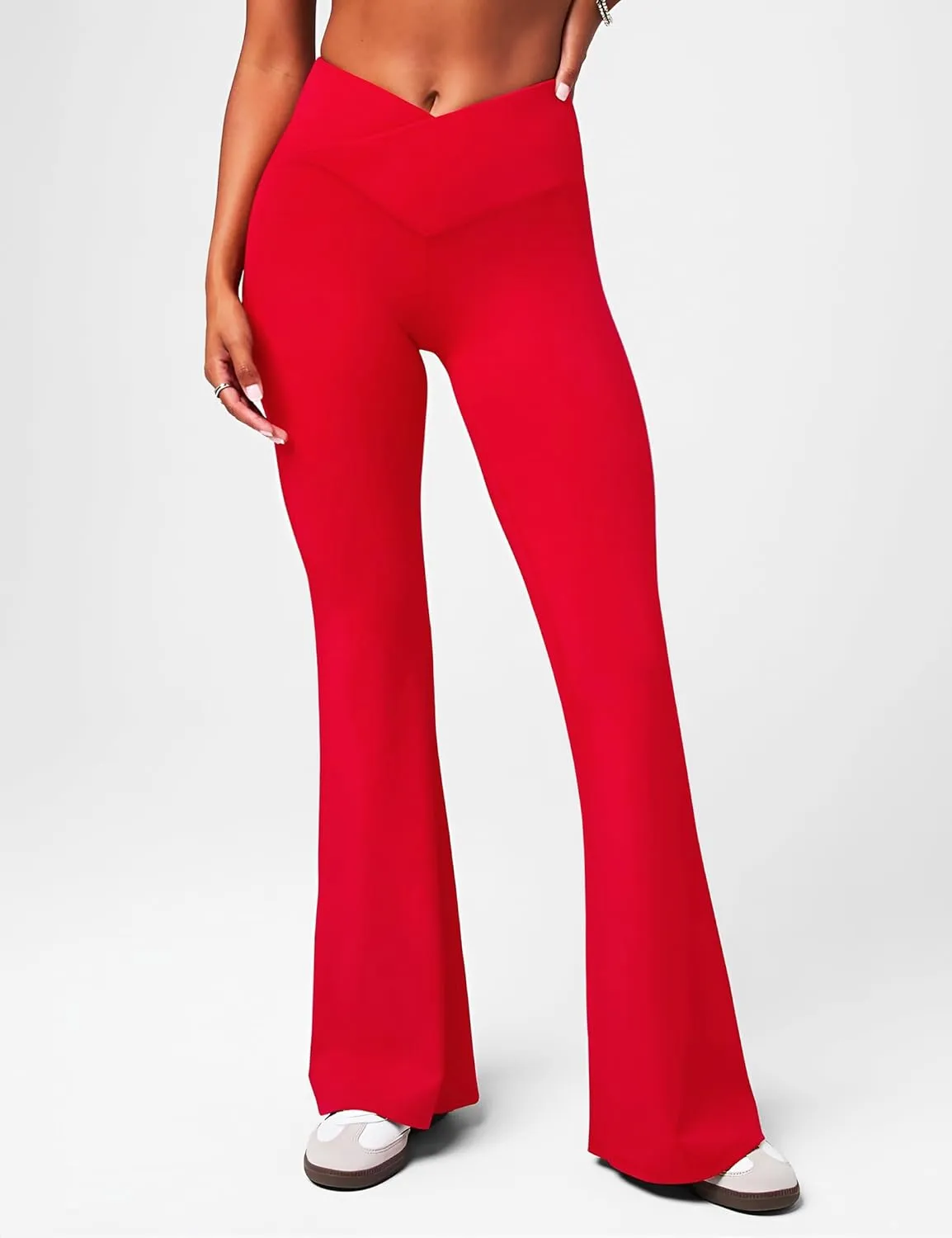 CHARMKING Flare Leggings for Women with Pocket Crossover Flare Leggings High Waisted Tummy Control Workout Casual Pants