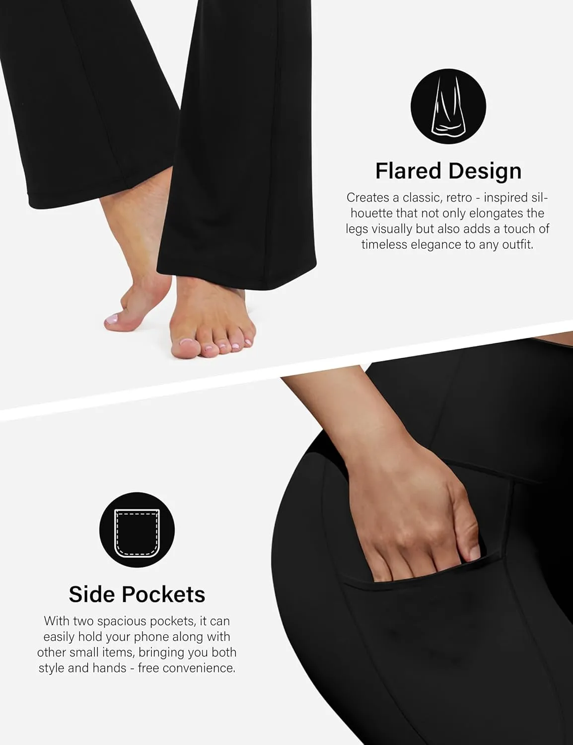 CHARMKING Flare Leggings for Women with Pocket Crossover Flare Leggings High Waisted Tummy Control Workout Casual Pants