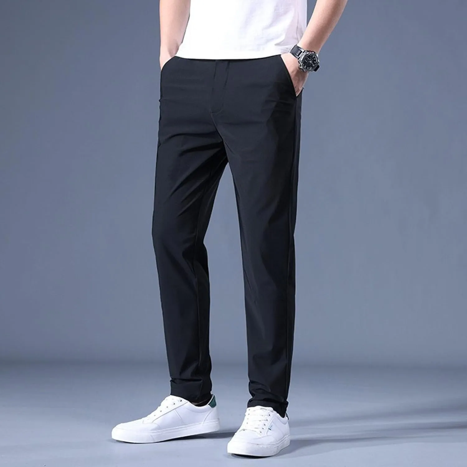 Chino Pants for MenMens Sweatpants with Pockets Elastic Waist Lightweight Loose Fit Joggers Drawstring Casual Atheltic Pants