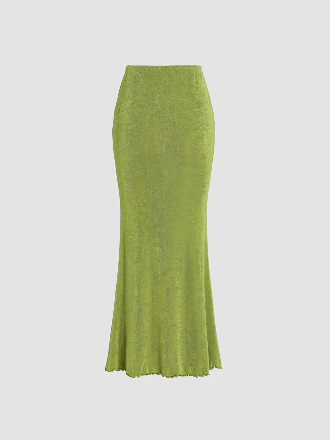 CIDER High Waist Skirts for Women Mermaid Skirt Fishtail Ruched Bodycon Long Maxi Skirt Lettuce Trim Stretchy