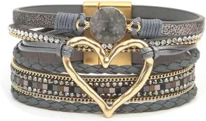 Clasp Boho Wrap Bracelets Leather Cuff Bangle Beaded Bracelets For Women Stackable Infinity Bracelets Jewelry