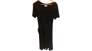 Classic Black Midi Dress with Tie Waist, 14W