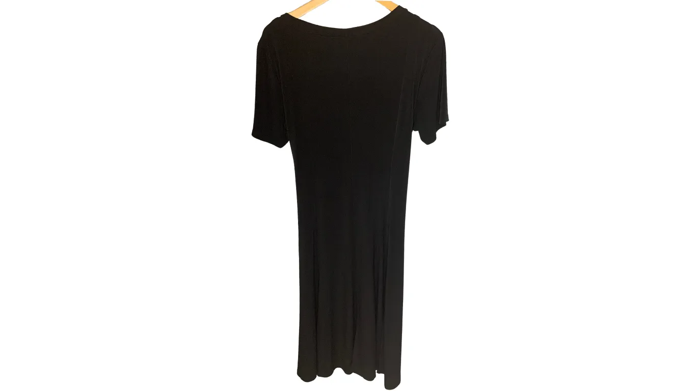Classic Black Midi Dress with Tie Waist, 14W