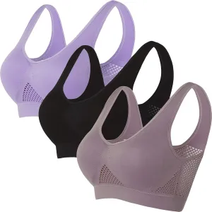Clearance Items Under 5 Dollars, Sports Bras for Women High Support Mesh Gym Running Workout Bra 3 Pack Breathable Comfort Bra Multipack Plus Size Brasier Deportivo