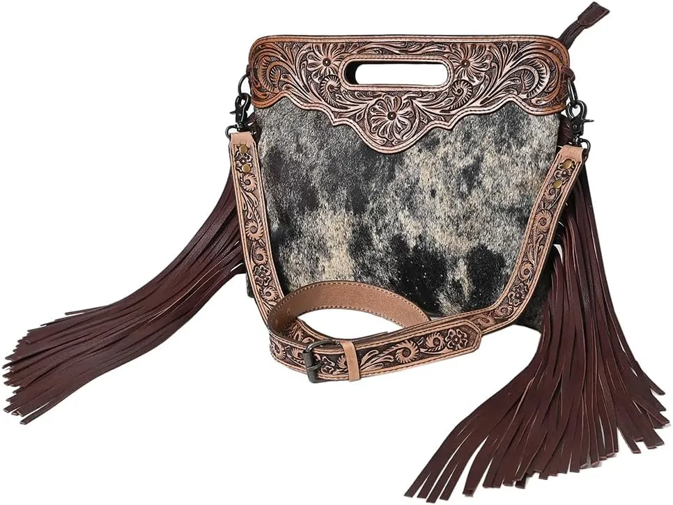 Clutch Hand Tooled Hair on Genuine Leather Western Women Bag Handbag Purse | Leather Clutch Bag | Clutch Purses for Women | Cute Clutch Bag | Clutch Purse