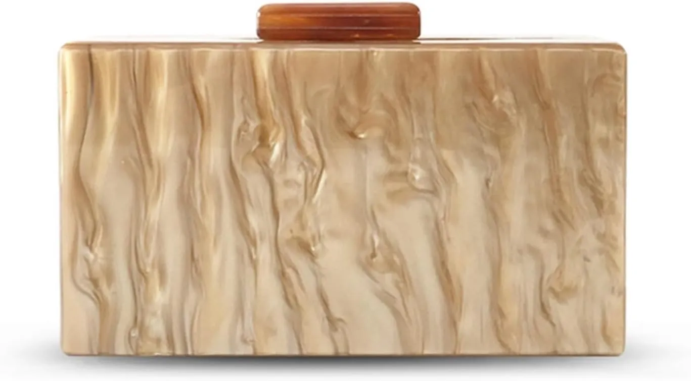 Clutch Purses for Women Elegant Womens Acrylic Marble Pearl Evening Bag Beige Champagne Party Handbag with Chain Strap