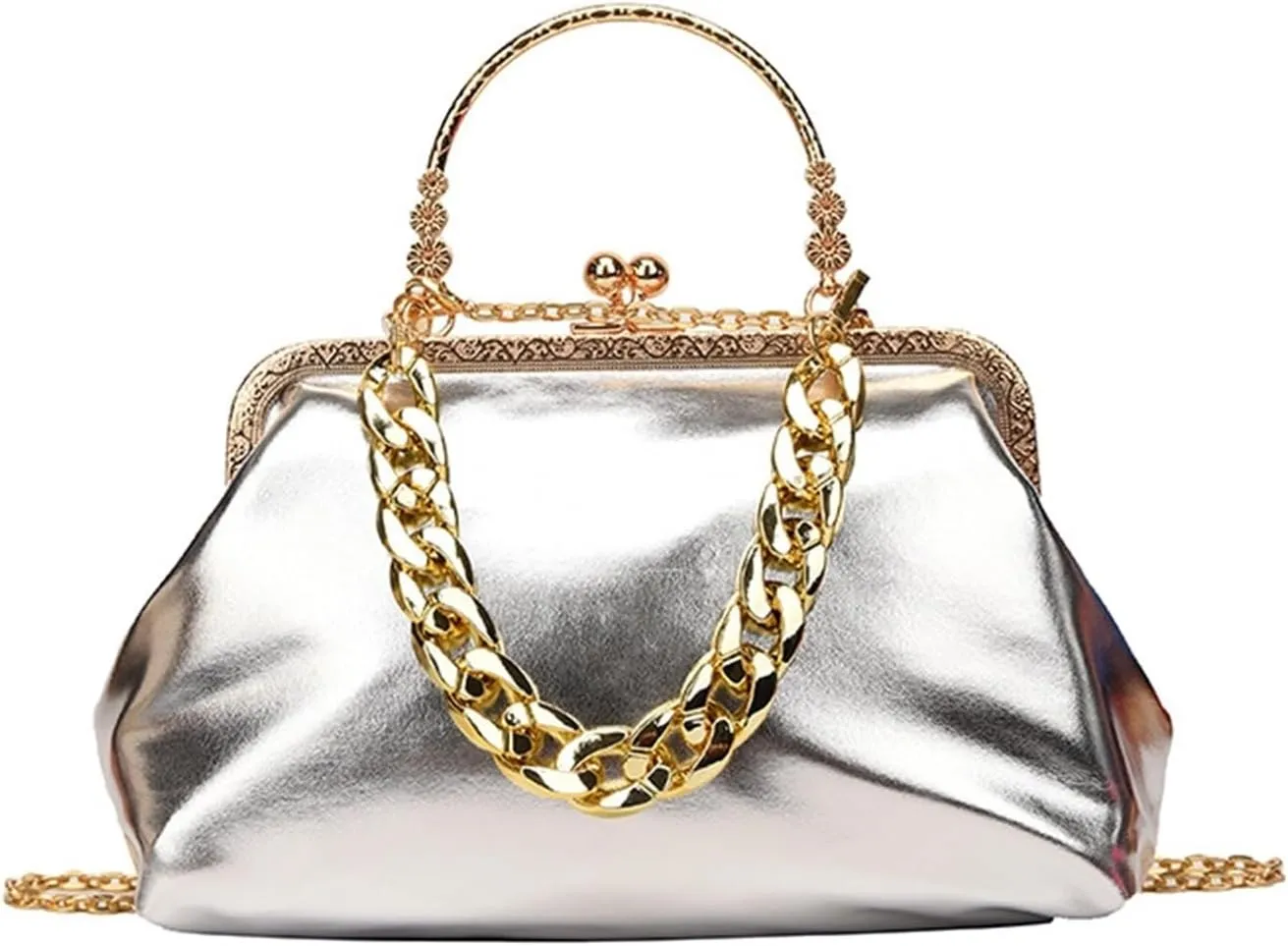 Clutch Purses for Women Summer Designer Women Thick Chain Leather Handbag Stylish Evening Party Wedding Clutch Messenger Bag