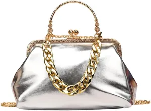 Clutch Purses for Women Summer Designer Women Thick Chain Leather Handbag Stylish Evening Party Wedding Clutch Messenger Bag