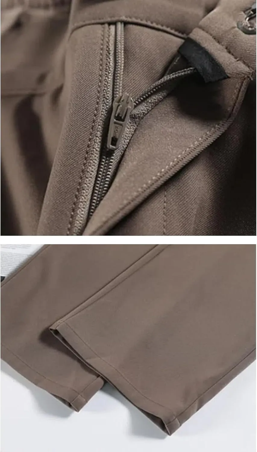 Cocoinsity Women Suit Pants Casual High Waist Solid Button Down Loose Straight Trousers