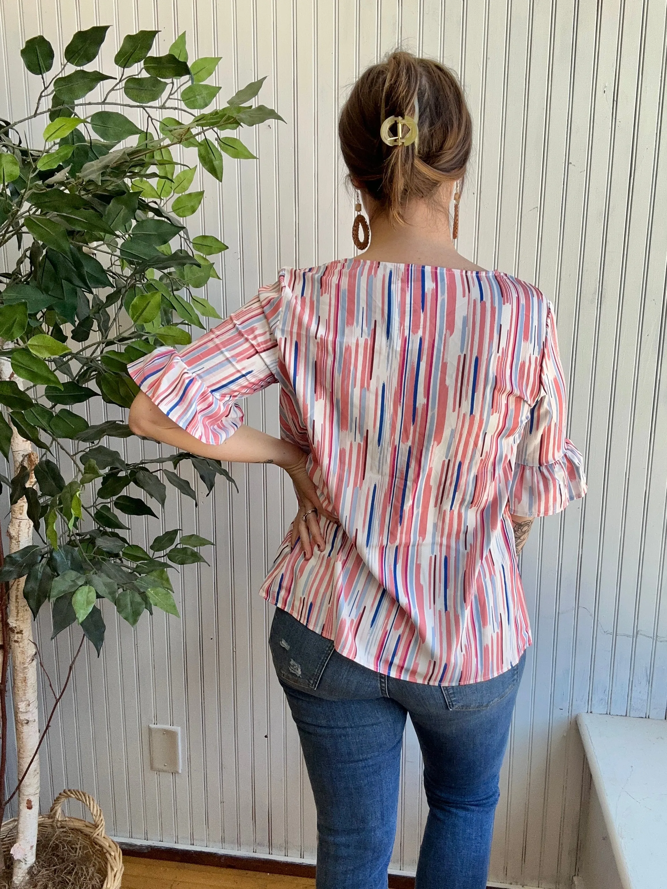 Colorful Abstract Blouse Plus