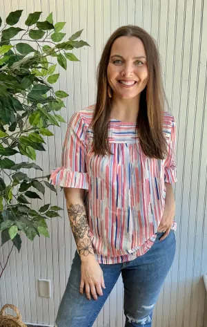 Colorful Abstract Blouse Plus