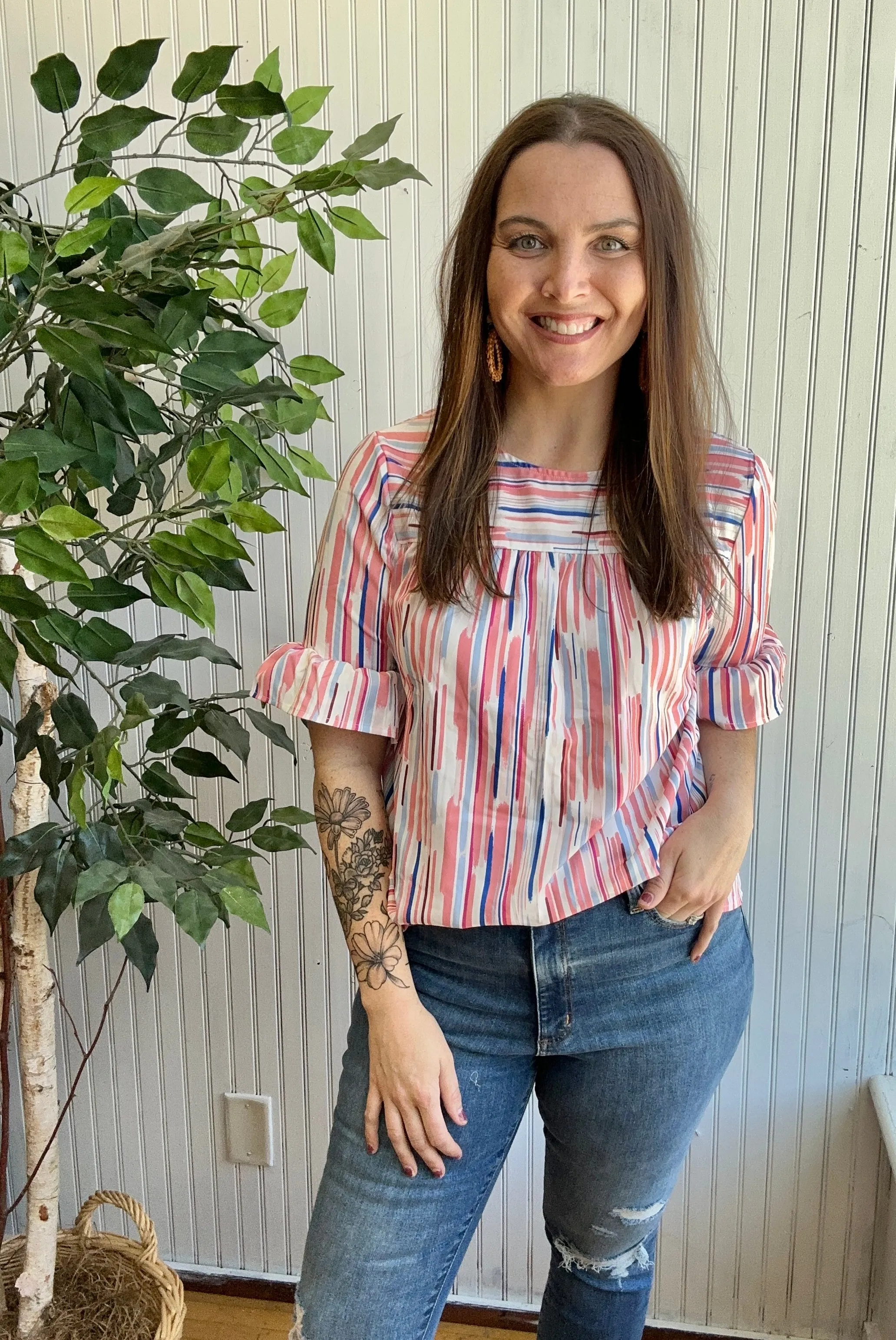 Colorful Abstract Blouse Plus