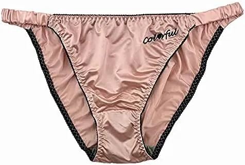 Colorful Star 5 Pack Women's Sexy Satin String Bikini Panties Silky Briefs Underwear