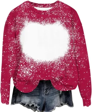 Comfy Sweatshirts for Women Loose Fit Long Sleeve Bleached Sublimation Shirts Casual Polyester Blanks Top DIY Clothes