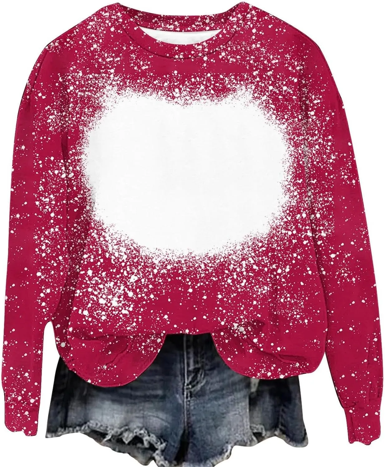 Comfy Sweatshirts for Women Loose Fit Long Sleeve Bleached Sublimation Shirts Casual Polyester Blanks Top DIY Clothes