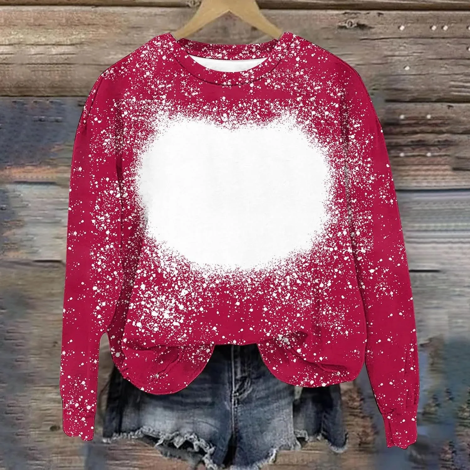 Comfy Sweatshirts for Women Loose Fit Long Sleeve Bleached Sublimation Shirts Casual Polyester Blanks Top DIY Clothes