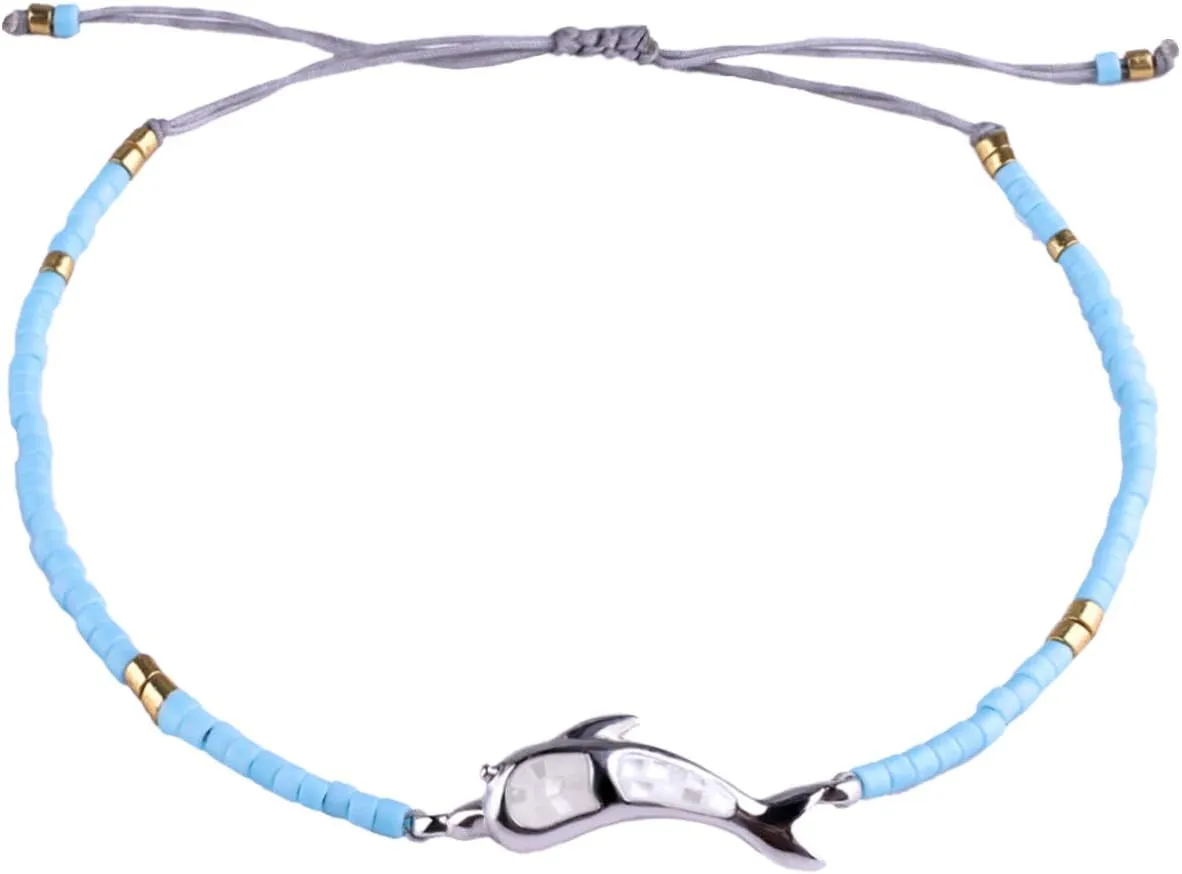 CQUAN CHI Women Dolphin Charm Bracelets Handmade Friendship Bracelets Colorful Miyuki Beads Adjustable Bracelets