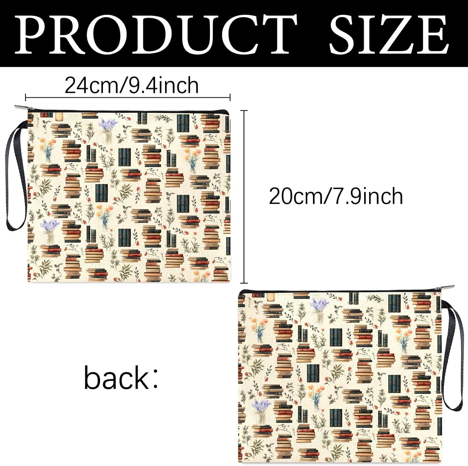 CREATCABIN Makeup Bags for Women Travel Cosmetic Bag Zipper Pouch Tool Multi Purpose Pencil Case Toiletry Packing Purse Storage Vase Bag Organizer for Outdoor Home Office Supplies 9.4x8Inch