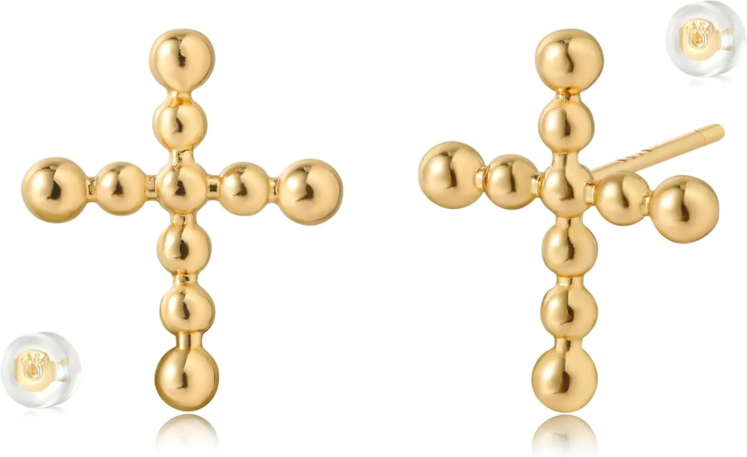 Cross Stud Earrings for Women Trendy 14K Gold Plated Sterling Silver Post Cubic Zirconia Cross Earrings Hypoallergenic Gold Jewelry Gifts