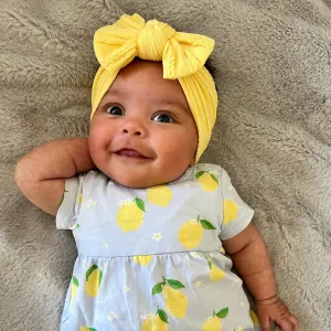 Daffodil Yellow Smaller Bow Cable Knit Headband